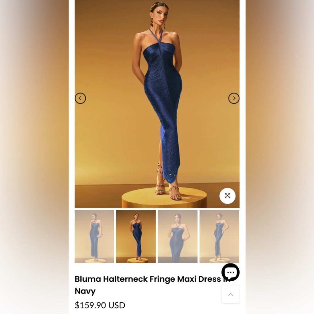 Elegant Navy Blue Halter Dress